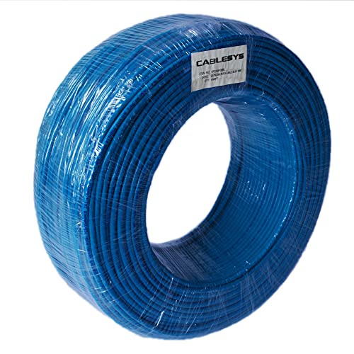 Cablesys Cat5E Raw Unterminated Ethernet Cable 1000ft, Stranded Bare Copper Wires, 24AWG 4pr UTP, Shrink Wrap, CM Rated, Blue