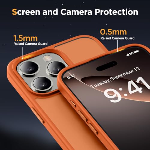 Image of Miracase Magnetic for iPhone 16 Pro Max Case, 6.9 inch, Slim, Orange | Compatible with MagSafe, Translucent Matte, Military-Grade Protection, Anti-Fingerprint, Shockproof Protective Phone Cover