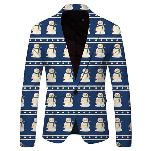 Veste de costume pour homme avec un bouton et coupe étroite tendance au motif de Noël XL