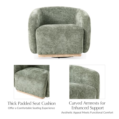 Sillón giratorio tapizado moderno verde musgo miniatura 6