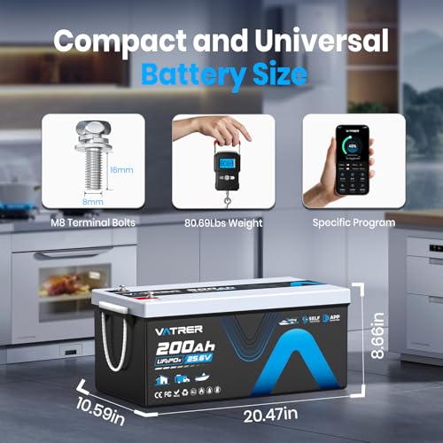 Image of 24V 200AH Low /High Temp Cutoff LiFePO4 Lithium Battery with Self-Heating & APP Monitoring, Built-in 200A BMS, Rechargeable Battery with 5.12kW for Trolling Motor, RV /Camper, Solar,Home,Off-Grid,Backup