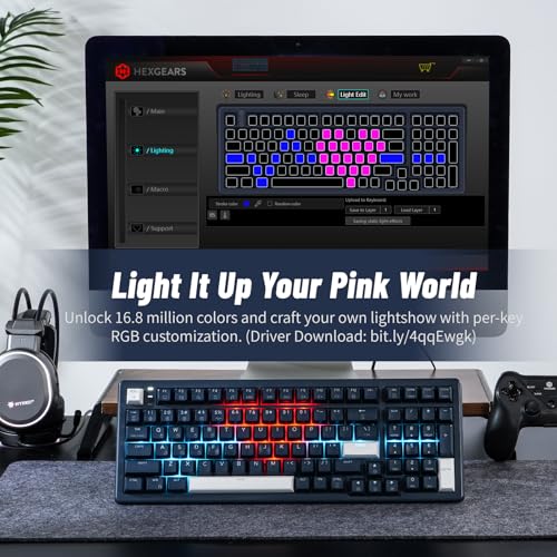Image of Hexgears Wireless Mechanical Keyboard with Wrist Rest,Tri-Mode BT5.0 /2.4GHz /USB-C Hot Swappable Custom Keyboard,Pre-lubed Linear Switches,RGB Backlit Computer Gaming Keyboards for PC /Tablet /PS /Xbox