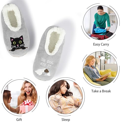 Image of BenSorts Fuzzy Slipper Socks for Women Funny House Slippers with Grips | Warm Cozy Cute Socks Non Slip Gifts Thick Stocking Stuffers Christmas