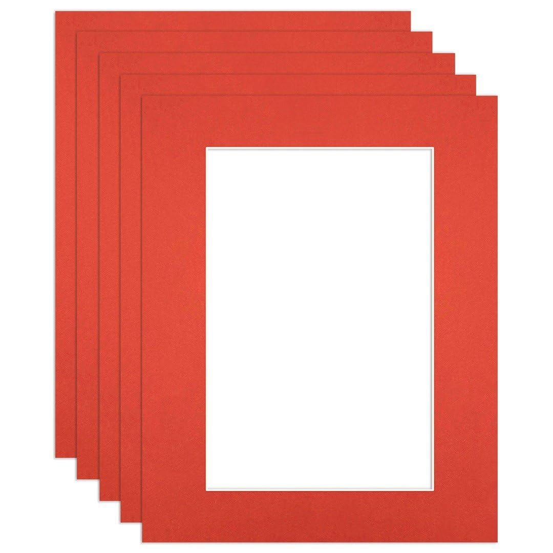 Procut Global 20x16" Poppy Red Picture Mounts to Fit 15x10" Aperture - Precision Cut Cardboard Photo Mount - Ideal for Frames, Prints, Artwork & Certificates - Sizes & Colours Available - 5 Pack