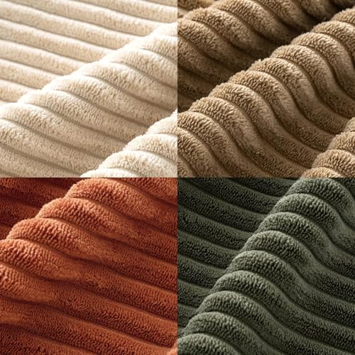 Image of MIULEE Boho Farmhouse Throw Pillow Covers 24x24 Inch Set of 4 Mordern Rust-Olive Green Cushion Covers Soft Corduroy Nordic Home Decor for Spring Couch Bed Sofa Living Room