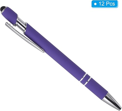 Miniatura 3 de PATIKIL Bolígrafo con punta de lápiz capacitivo, paquete de 12 bolígrafos de metal 2 en 1, tinta negra, punta media de 0.039 pulgadas, para