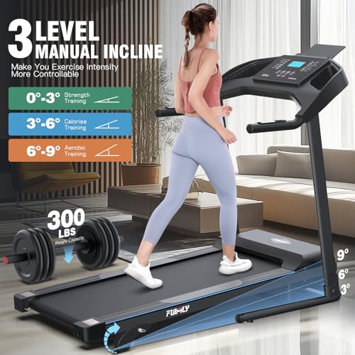 Image of Incline Treadmill Foldable, Smart Portable Treadmills for Home with Body Fat Measurement & Heart Rate Sensor, 3.5HP Heavy Duty Folding Treadmill 400 LB Capacity with Silent Shock Absorption