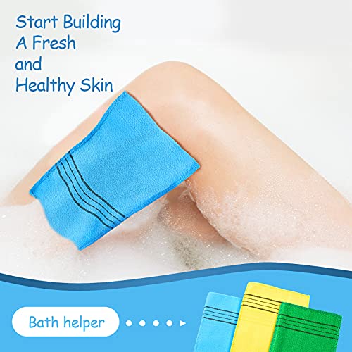 10 Pieces Korean Exfoliating Washcloth Mitt Asian Exfoliating Bath Body Scrub Mitt Italy Towel Double Sided Exfoliating Cloth Gloves Dead Skin Japanese Spa Wash Cloth (Multi Color) #TOP2
