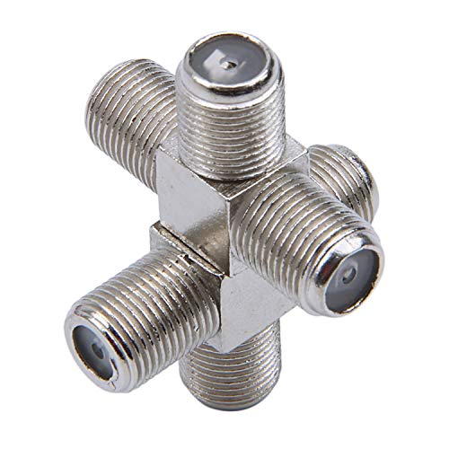 Marinada Paquete de 10 divisores de cable coaxial tipo F de 3 vías hembra a 3 hembras para antena de video VCR, cable de TV, satélite, plateado