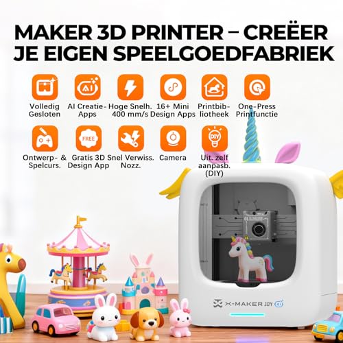 AI-Aangedreven X-MAKER JOY 3D-Printer Voor Kinderen, Volledig Gemonteerde Mini 3D-Printer Met Snelheid Tot 400 Mm/s, Automatisch Nivelleren, 1500+ Modellen & 16+ Modules,Kerstcadeau - Afbeelding 3