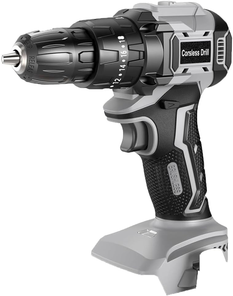 AKZWOXRO 21V Taladro Percutor a Bateria Cuerpo（20+1 Ajuste de Par）, Motor sin escobillas, sin batería ni cargador, Gris