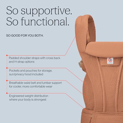 Image of Ergobaby Omni Deluxe Baby Carrier, Lightweight, Breathable Soft Mesh, Enhanced Lumbar Support, Adjustable Waistbelt & Straps, Privacy Hood, 4 Carry Positions, 4 Storage Pockets, 3-20Kgs, 0-4 years