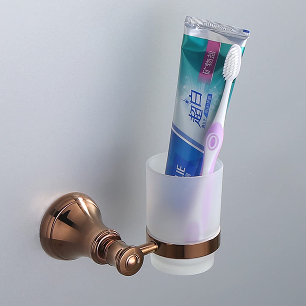 WRIST Zahnbürstenhalter, Zahnbürstenhalter Aus Roségoldenem Messing Mit Milchglasbecher Wandmontierter Zahnbürstenbecherhalter Mit Schrauben