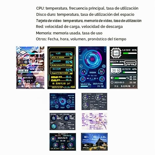 Monitor de temperatura PC IPS de 3.5 pulgadas con conexión USB y panel de datos para caja de ordenador 3