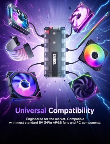 Image of AsiaHorse Umbra 5V 3-Pin ARGB Hub, Software 100+ Preset Lighting Modes