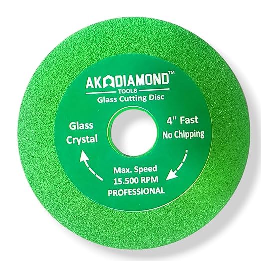 AK DIAMOND Glass Cutting Disc, 4 Inch Glass Ceramic Cutting Disc for Angle Grinder, Diamond Ultra-Thin Saw Blade for Smooth Cutting, Grinding of Glass,Crystal, Wine Bottles, Tile (Green, 1 Pack)