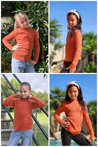 Image of Arshiner Girls Half Turtleneck Long Sleeve Knit Slim Sweater Pullover Tops