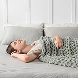 Maetoow Handmade 10 lb Soft Knitted Weighted Blanket, 40 x 60 in Breathable Chunky Knit Gravity Blanket Throw, Home Decor for Sofa Couch Bed, Sage Green