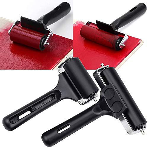 Brayer 2 Stuks Verfroller Rubber Rubberen Brayer Verfroller Set Printmaking Wallpapers Roller Kwast Drukrol Rubberen Verfroller voor Prentkunst Behang Stempelen Lijm Applicatie Rubber Roller - Afbeelding 6