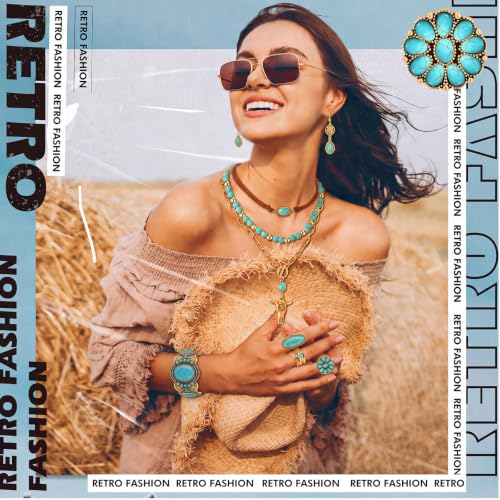 Image of Ecally Western Turquoise Jewelry Set for Women