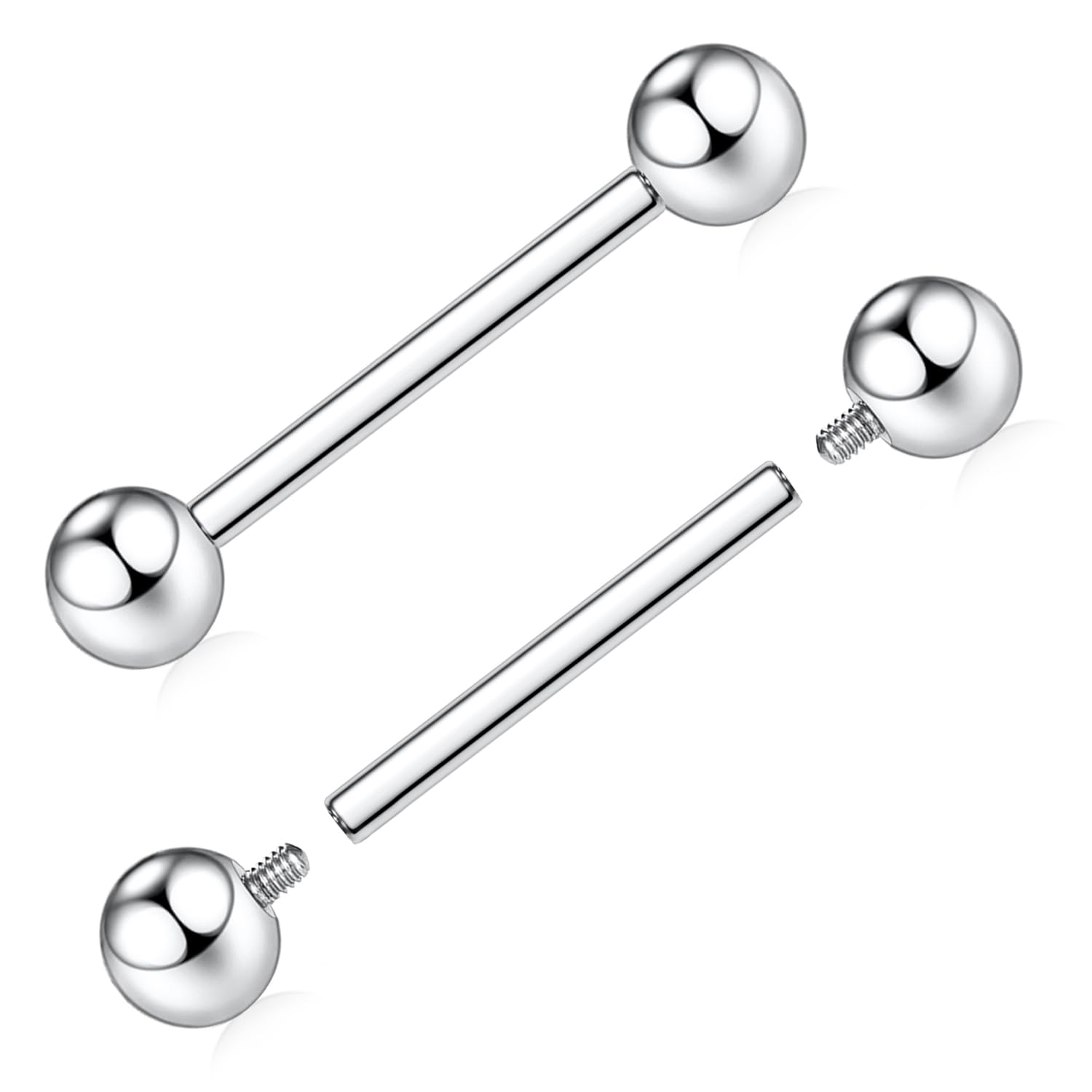 GAGABODY Pair 14G 16G G23 Solid Titanium Shield Nipple Rings Nipple Barbell Internally Threaded Nipple Jewelry Tongue Piercing Bridge Piercing Jewelry 12mm-18mm