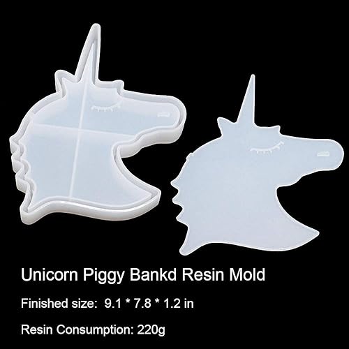 Miniatura 2 de Hucha de unicornio 3D, molde de resina de silicona, caja de almacenamiento de monedas, molde de fundición de resina epoxi de silicona para
