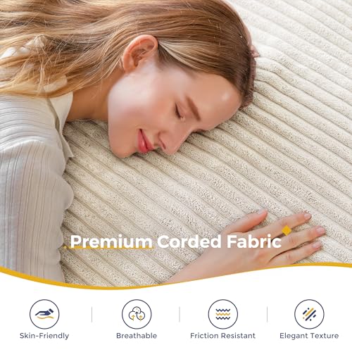 MAXYOYO Sitzsack XXL, aus Cordstoff Abnehmbar, Riesen Bean Bag mit Flauschiger Schaumstoff Füllung, Großes Bodenkissen für Erwachsene & Paare
