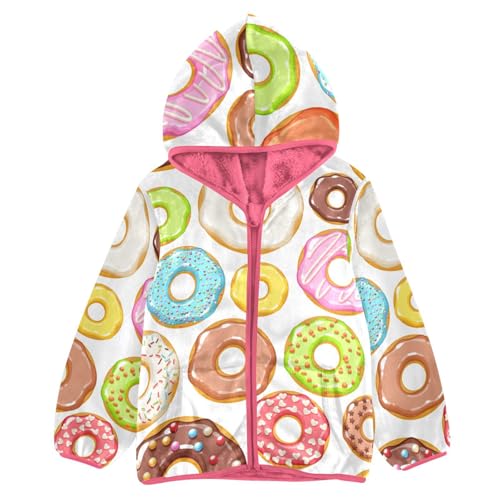OTVEE Colorful Glazed Donuts Kids Hoodie Jacket Fall Spring Full Zip Warm Outwear Coat