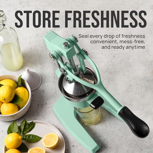 Image of Zulay Kitchen Cast Iron Juicer - Easy-to-Clean Heavy-Duty Manual Juicer, Professional Citrus Juicer - Stainless Steel Lemon Squeezer - Manual Citrus Press & Orange Squeezer - Orange Juicer - Mint