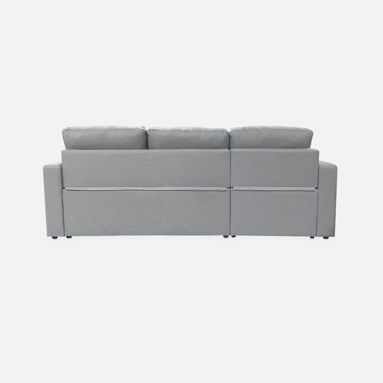 Alice's Garden sweeek - Canapé d'angle Smile Convertible réversible Compact 3 Places en Tissu Gris Clair. L 213.5 x P 136.5 x H 83cm. avec Coffre de Rangement