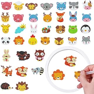Friendship 34Pcs Diamond Painting Kits for Kids 5D Diamond Painting Stickers Mosaic Kit Craft DIY Diamond Art Stickers for Children(Animal-B)