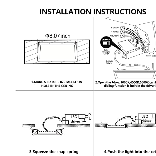 Qibang 8 Inch Square Led Recessed Lighting Dimmable With J-Box,3Cct 3000K-6000K Selectable,18W Ultra-Thin Led Recessed Ceiling Light Canless Led Recessed Light Fixtures 1500Lm High Brightness 1 #TOP6