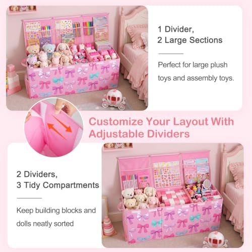 Image of Toy Box with Adjustable Divider Large Toy Chest Storage for Nursery Kidroom