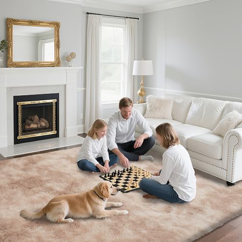 Fluffy Rug Shaggy Area Rug, Mottling Beige 5x8 Area Rugs for Bedroom, Small Bedside Rug, Soft Fluffy Shaggy Entryway Throw Rugs for Living Room Bedroom Kids Room Home Decor