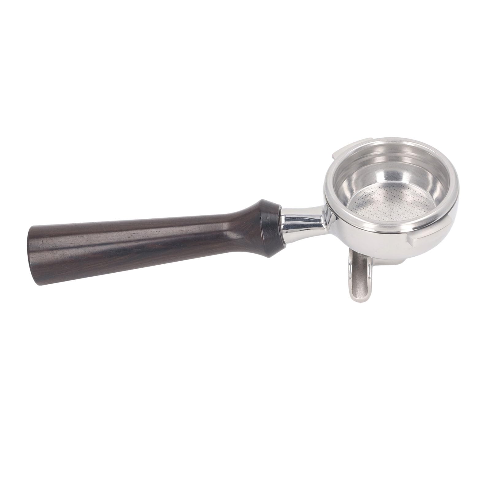 Cestello con Doppio Beccuccio Portafiltro con Beccuccio Doppio da 58 Mm, Portafiltro per caffè Cestello Filtro in Acciaio Inossidabile con 2 Orecchie Manico in Legno Massello per Macchine da