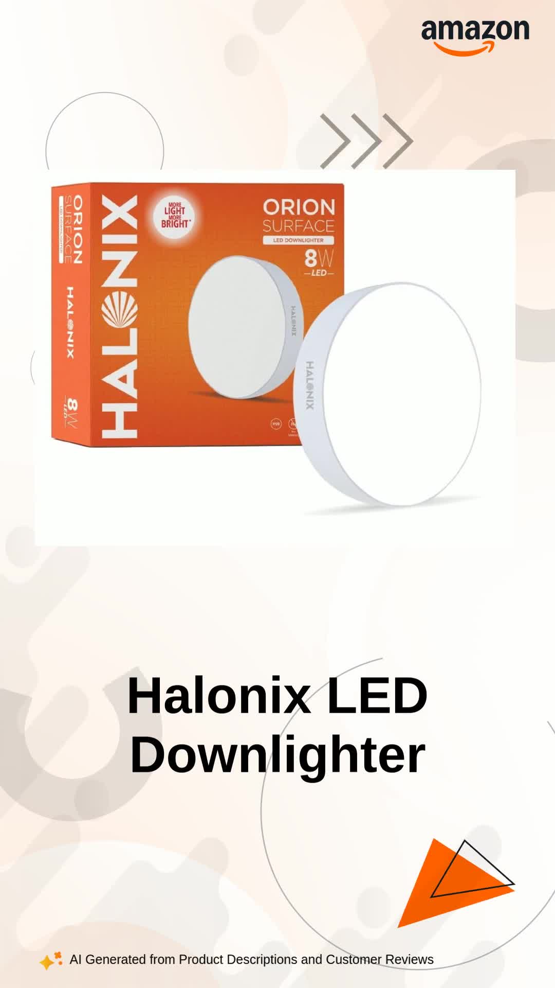 Halonix 8W White Orion Round Led Rimless Surface Downlighter| Led