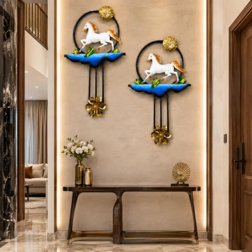 Image of Framing Hub - Handpainted Multicolor Metal Horse Wall Decor Set of 2 Iron Wall Art Decorative Home Showpiece for Living Room Bedroom (16 x 26 Inch)