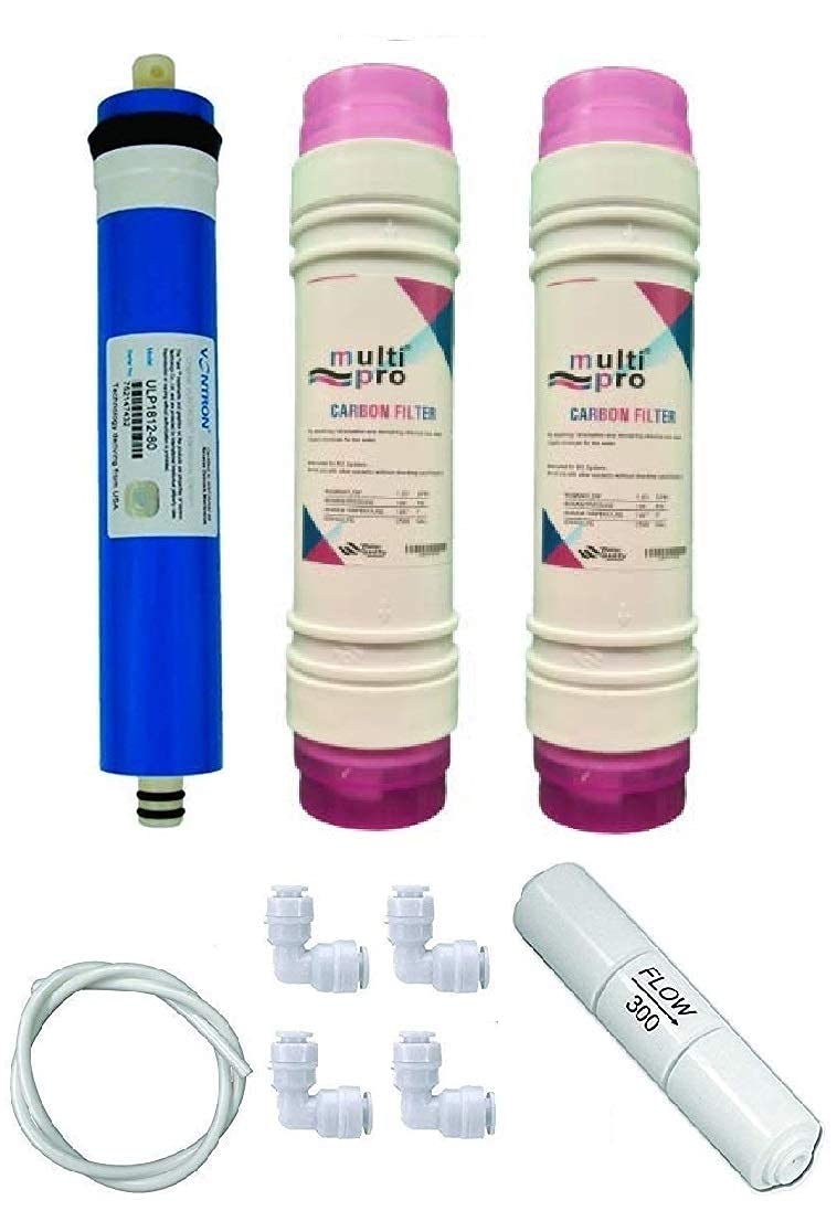 Complete one Year RO Service Kit with Membrane inlines Carbon Inline+Spun Filter+fr+Pipe+Elbows for Aqua Fresh/Grand Plus/Swift and All Type Ro Water Purifiers