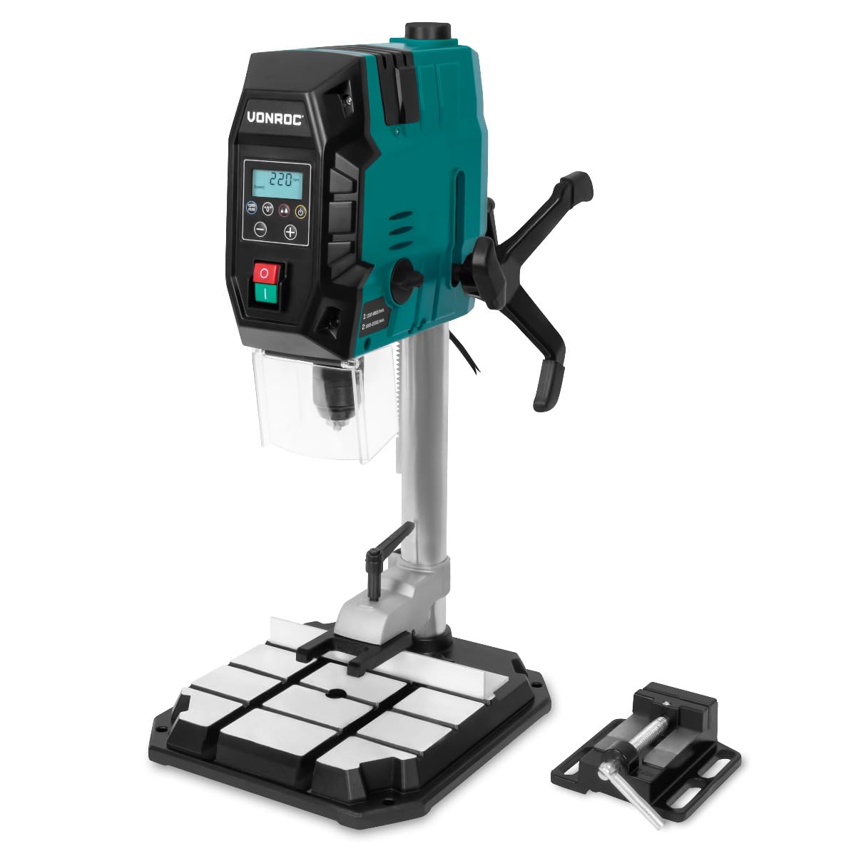 VONROC Trapano a colonna 900W - Con pannello di controllo digitale e display LCD | Accessori inclusi