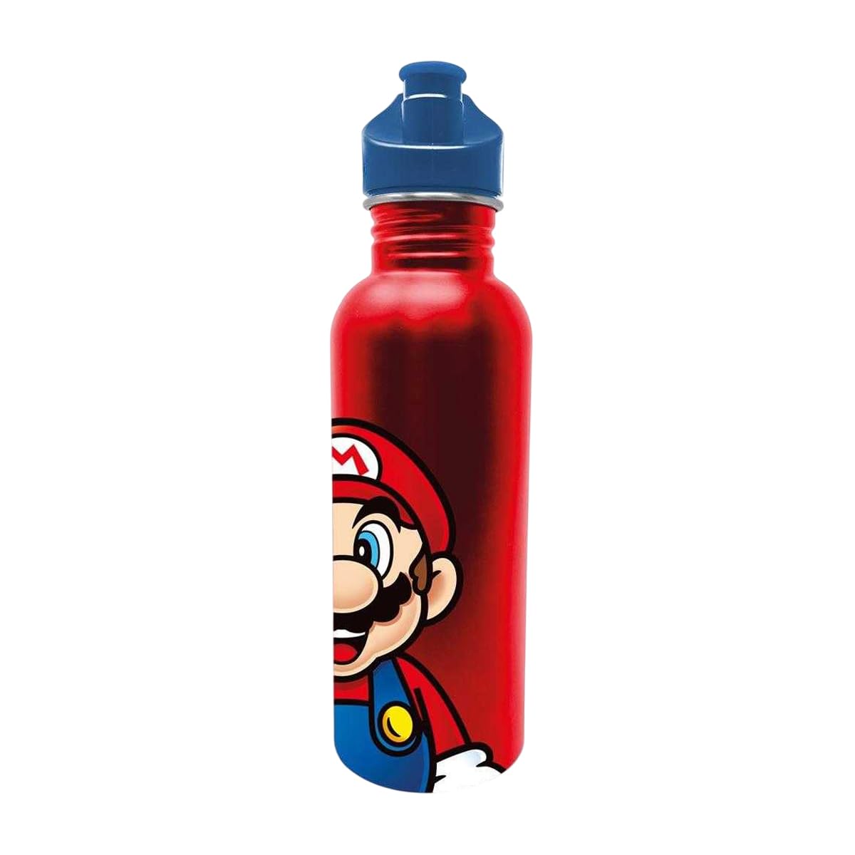 Super Mariobutelka na wodę (Mario Design) 700 ml metalowa butelka, dla dziewcząt i chłopców, oficjalny towar, czarna