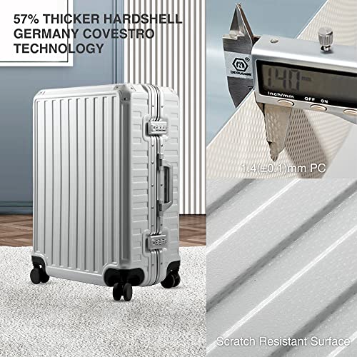 Luggex Luggage Sets 2 Piece With Aluminum Frame - 100% Pc No Zipper Suitcase With Spinner Wheels - 4 Metal Corner Hassle-Free Travel (White Luggage Set) #TOP3