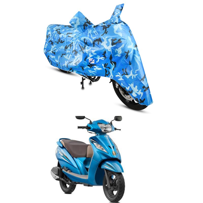 EGAL Bike Body Cover Compatible for TVS Wego BS6 100% Water-Resistant Dustproof/Indoor/Outdoor and Parking with All Varients Full Body Protection (Colour-Blue/Jungle)