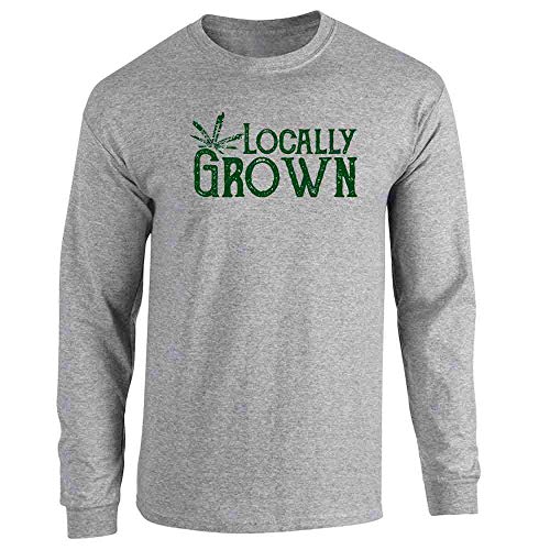 Locally Grown Marijuana Leaf Cannabis Pot 420 Sport Grey XL Full Long Sleeve