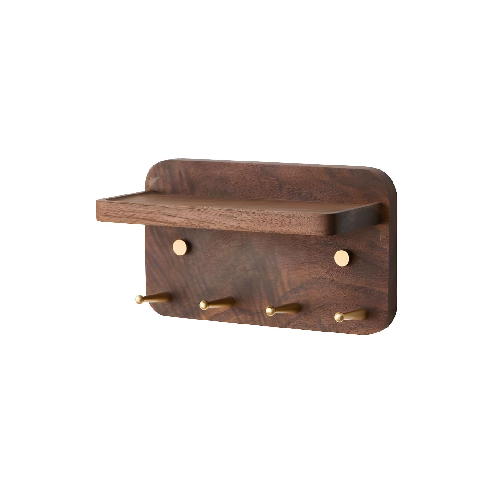APGLSXY Stylish Hanger with 4 Metal Hooks and Wooden Base for Mail Organization in Entryway Beechwood Rack