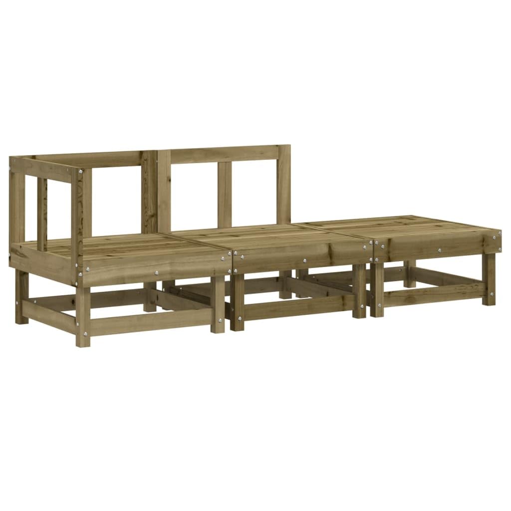 Salon de Jardin 3 pcs vidaXL avec Canapés et Repose-Pieds en Pin Imprégné