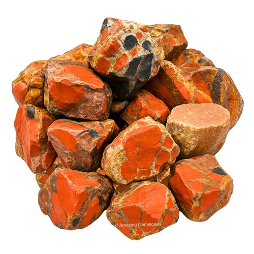 Image of Amazing Gemstone 2 Pieces Spotted Jasper Raw Crystals and Healing Stones, Natural Rocks for Tumbling and DIY Raw Stones and Crystals
