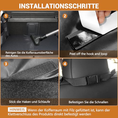 HQCM Kofferraumschutz Hund ladekantenschutz, Universal 185x105CM 900D Wasserdicht Kratzfest Kofferraum schutzmatte hundedecke mit Seiten- und Ladekantenschutz Kofferraumdecke für Auto, SUV, Van