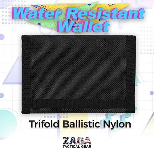 Zaga Customs Trifold Ballistic Nylon Hook & Loop Closure Wallet | Retro Style Wallet | Durable Waterproof Ballistic Nylon Wallet | Tactical Grade Id-Card Holder Wallet | Made In Usa #TOP4