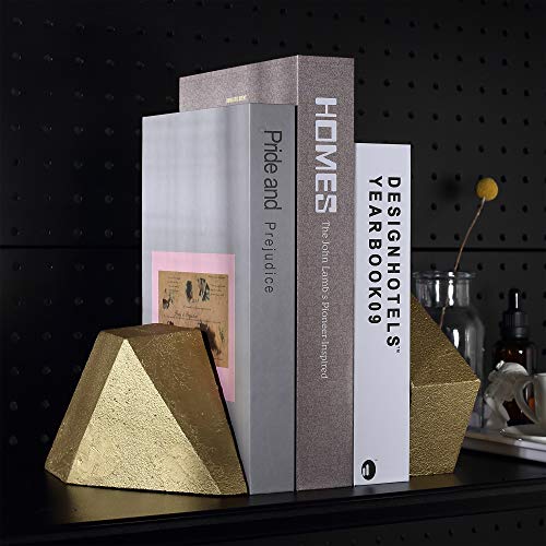 Ambipolar Decorative Gold Cast Iron Bookends, Home Decorative Bookends for Heavy Books, Abstract Bookends for Bookshelves, Office Desk, Living Room Decor - Image 6