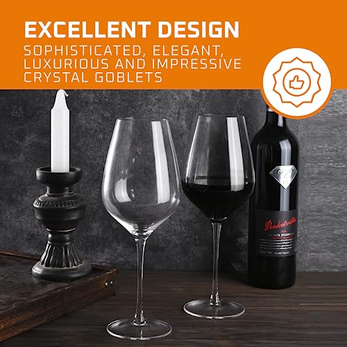 Bruntmor BRUN-000815 Hand Blown Cabernet Sauvignon Wine & Champagne Glasses Set Of 2 - Crystal Red Wine Glass thumb #3